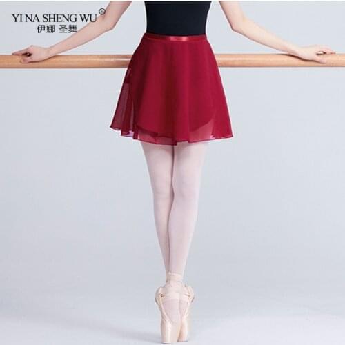 Adult Chiffon Ballet Dance Tutu Skirt 7 Colors Women Girls Performance Gymnastics Wrap Skirt Training Ballet Dancing Skirts Wear
