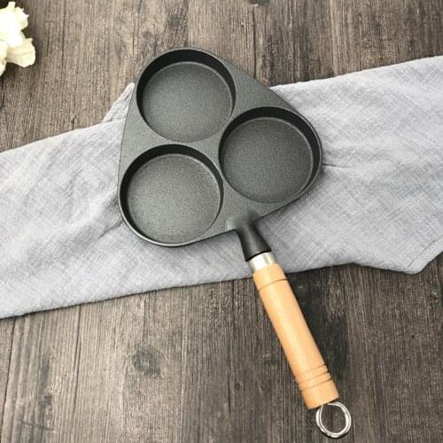 Egg Frying Pan Omelet Pot Fryer Wooden Handle Induction Hob Steak Cookware