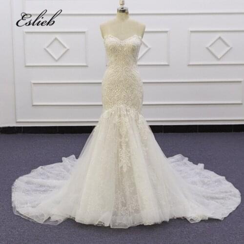 Eslieb New design Free shipping Mermaid wedding dresses 2020 Court Train sweetheart lace up back vestido de Noiva