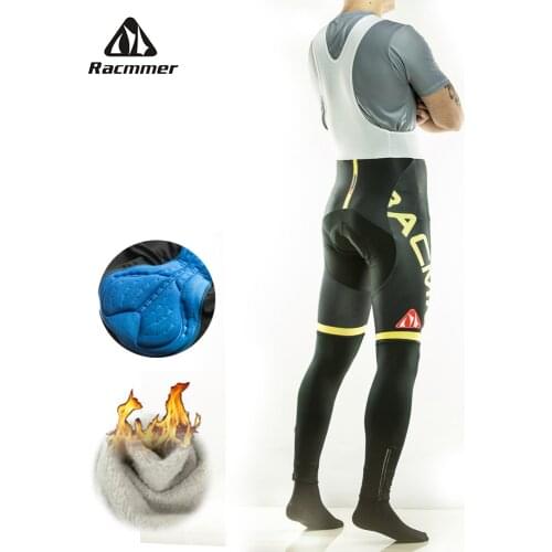 Racmmer Warm 2020 Winter Thermal Fleece Cycling Long Bicycle Bib Pants 5D Gel Pad Bike Bib Tights Mtb Men Ropa Ciclismo #CK-02