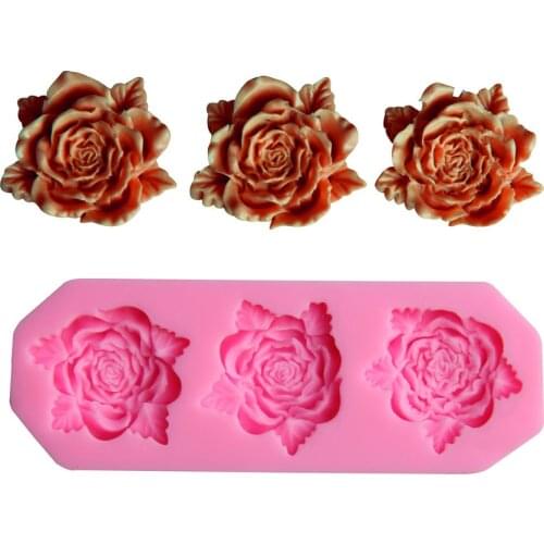 Three roses turn sugar silicon Chocolate Mold baking cake decoration tools gypsum drop glue DIY soap mold