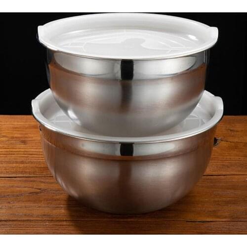 Thicken Stainless Steel Mixing Bowl + Lid Set for Beat Eggs Knead Dough Soup Bowl