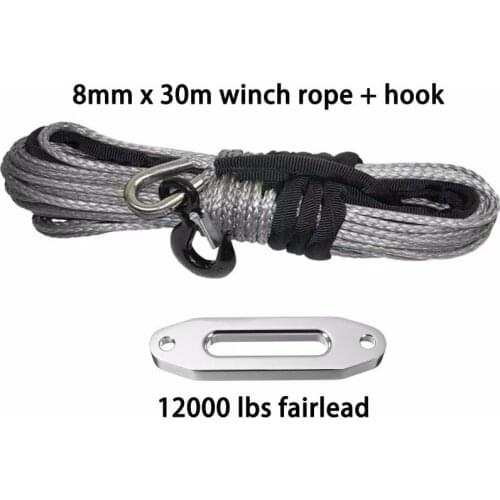 YZHYRN Free Shipping 8mm*30m Synthetic Winch Rope with Hook and 12000lbs fairlead,for 4 x 4 ATV Winch Cable,Car Styling