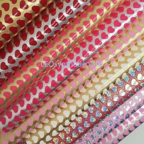 1PC A4 SIZE 21x29cm Embossed Hearts For Happy Valentines Date Faux Pu Leather For Sewing DIY Accessories R2041A