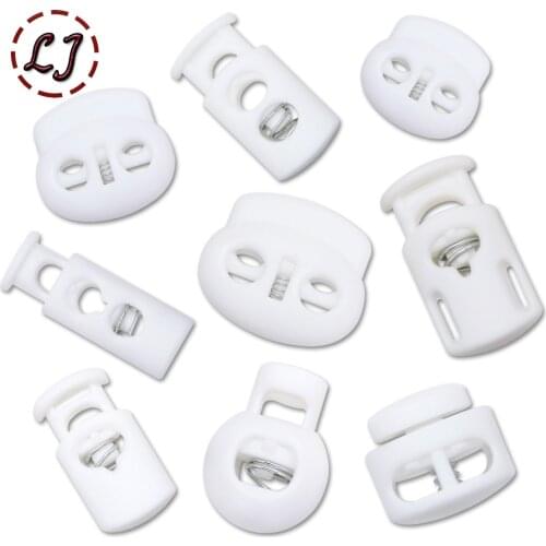 New 10pcs Cord Lock Plastic Stopper Cord Ends Toggles Clip Buckle Button White Frost Shoelace Sportswear DIY Bag Accessory New