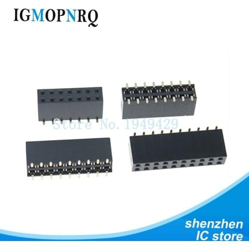 10PCS SMT 2.54mm 2.54 Double Row Female Breakaway PCB Board Pin Header socket Connector Pinheader 2*5 2*10 2*12 2*15 2*20 2* SMD