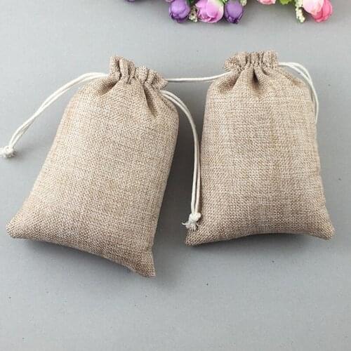 13x18cm 300pcs Gifts Bags With Drawstring Jewelry Gift Pouch Bags Jute Bag For Women 2016 Small Linen Packaging Display Sack Bag