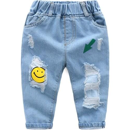 2018 new Spring kids Ripped jeans boy grils cottons Leisure pants tracksuits baby toddler children clothing clothes