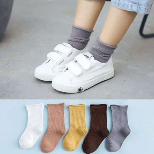 5pairs/lot 0-12 Years Baby Socks for toddler Newborn kids infants childrens socks Boy girl Spring Autumn solid color