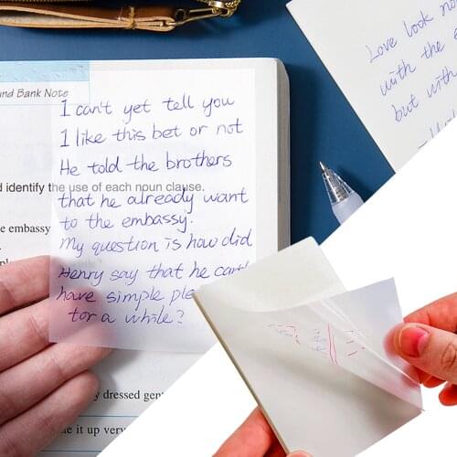50 Sheets/Set Waterproof PET Transparent Memo Sticky Note Paper Daily To Do It Memo Pad School Office Supplies