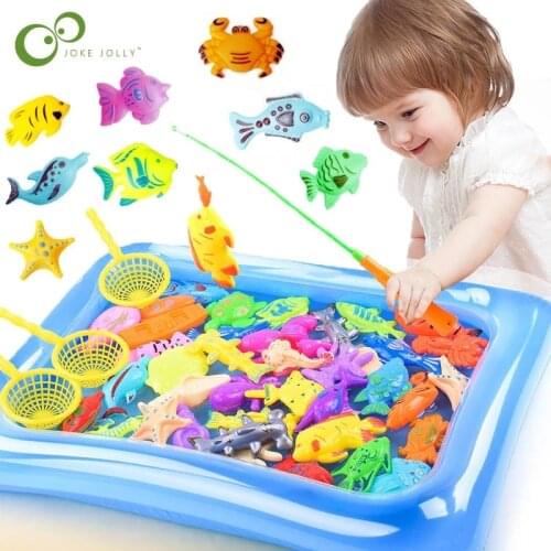 50pcs Children Magnetic Fishing Toy Set Suit Parent-Child Interactive Toys Game Play Water Baby Toy Gift Free Shipping GYH
