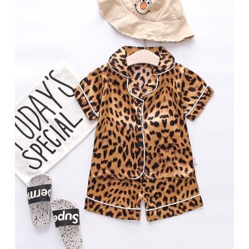 Cotton Children Clothes Sets Girl Fashion Leopard Pattern Pajamas Kids Clothes Girl Clothing Family Clothing Sets 1-4y Girl Sets