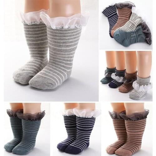 New Stripe Soft Cotton Boys Girls Children Socks Cute Lace Style Kids Socks Baby Socks 0 To 3 Years