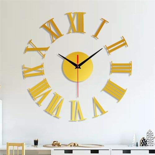 Home Wall Clock 3D Diy Acrylic Mirror Stickers For Home Decor Frameless Wall Mute Clock 3D Mirror Surface Sticker Office Decor