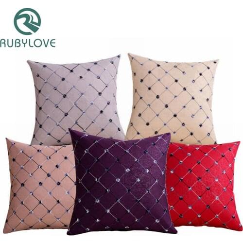 Elegant 43x43cm Embroidered Plaid Pattern Cushion Cover Square Throw Pillows Cover For Home Decor Sofa Seat Home Decor