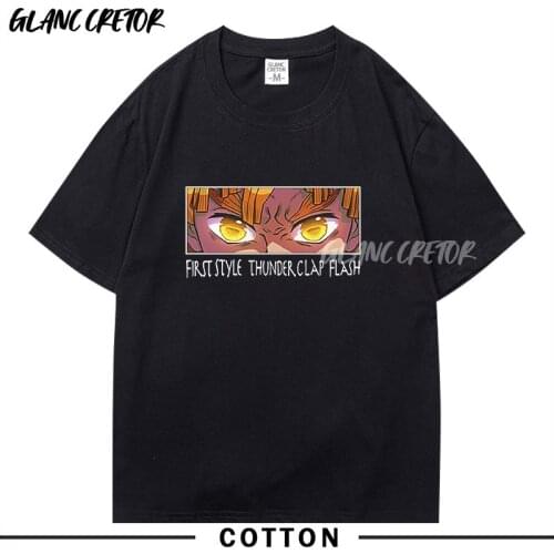 Short-sleeved Aesthetic Japanese T-Shirt Men Cotton T Shirt Demon Slayer Anime Manga TShirt Harajuku Tees
