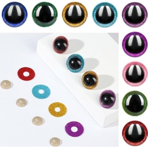 10Pcs Shining Plastic Doll Safety Eyes Glitter Plush Eyeballs for DIY Toy Bear Stuffed Doll Making 16/18/20/22/24mm