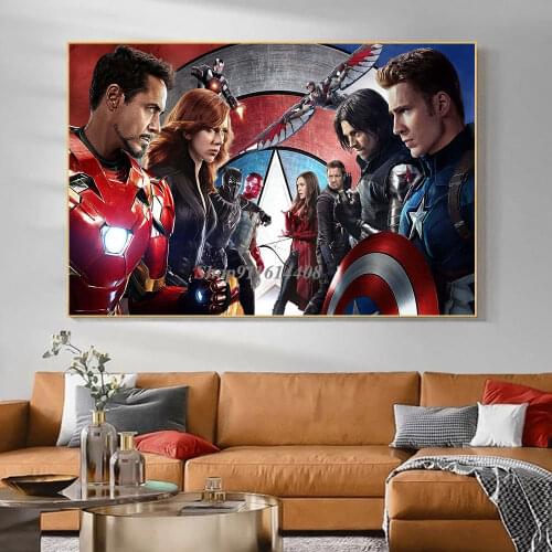 Civil War Marvel Posters Movie Superhero IronMan Wall Art Poster Print Canvas Painting Wall Decor Pictures for Living Room Decor