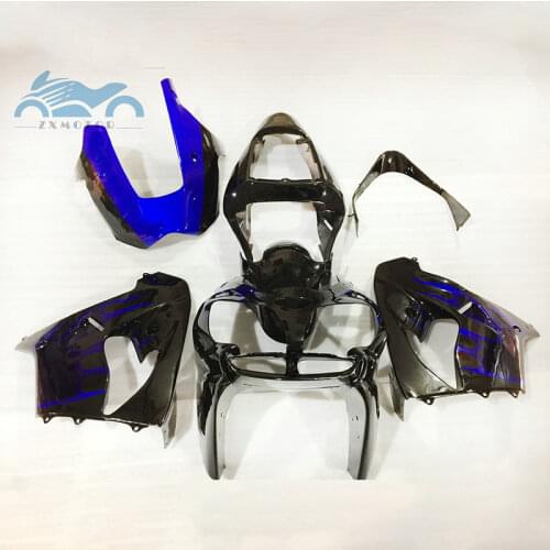 Customized fairing kits for KAWASAKI Ninja ZX9R 02 03 ABS plastic sport racing fairings kit 2002 2003 ZX 9R blue flames body kit