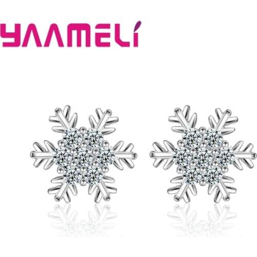 Fine Solid S925 Sterling Silver Earrings for Women Girls Christmas Birthday Gift Clear Cubic Zircon Inlay Paved Pendientes