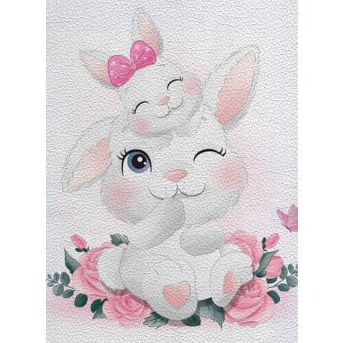 Exquisite Rabbit Pattern Imitation Leather Bed Sheet Mural Easter Decoration Litchi Pattern Handbag 22*30CM A4