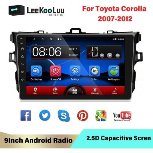 LeeKooLuu Android 2Din Autoradio Car Multimedia Player For Toyota Corolla 2007 2008 2009 2010 2011 2012 9" GPS 2 Din Car Radio