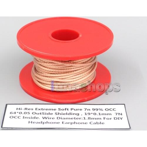 LN007249 10m High Extreme Soft Pure 7n 99% OCC 64*0.05mm Outside Shielding 19*0.1mm 7N OCC Inside Wire Diameter:1.8mm DIY Cable