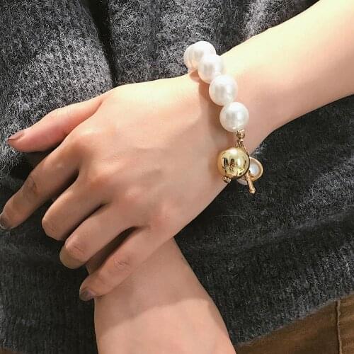 Fashion Simple Women Big Faux Pearl Ball Dangle Pendant Bracelet Jewelry Decor 2018