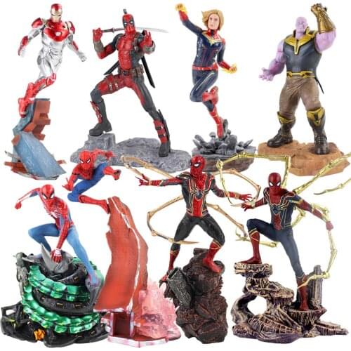 Avengers Iron Man Spider Man Thanos Deadpool Danvers PVC Statue Action Figure Toys