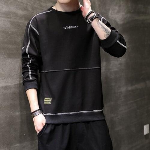 Mens Long Sleeve T-Shirt O-Neck Casual Simple Sweater Korean Fashion Trend Autumn Winter Loose Popular Logo Sweatshirts