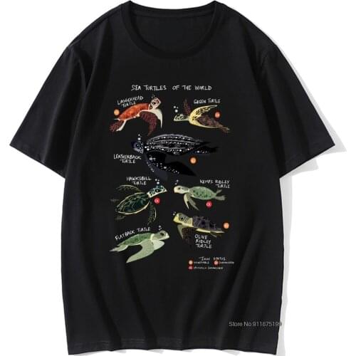 Sea Terrapin Turtles World Retro T-shirts Turtle Save The Ocean Graphic Toutoise Blue Color Tshirts For Men Awesome Fun