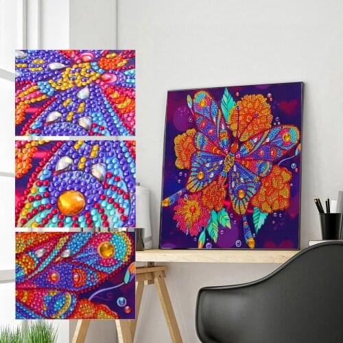 5D Special Shape Diamond Painting by Number Kit DIY Crystal Rhinestone Drill Eco Cotton Canvas Picture Craft Colorful Butterfly