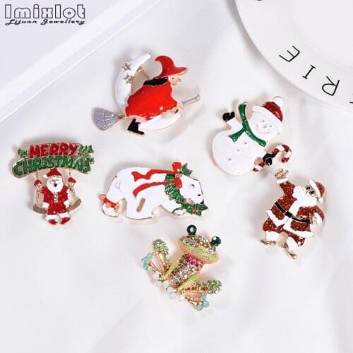 2020 New Fashion Christmas Enamel Pin Cute Frog Witch Snowman Santa Claus Brooches Bag Clothes Lapel Pin Badge Jewelry Gift