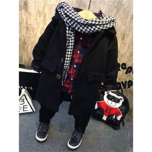 Autumn Winter Toddler Boy Sets High Quality Woolen Coat Thicken Casual Plaid Long Sleeve Shirt Pants Kids Tracksuit Baby Suits