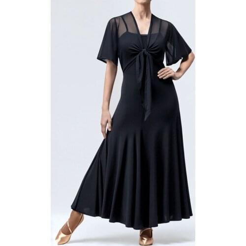 Sexy Mesh Tops Sling Dress 2 Pieces Set Women Ballroom Dance Competition Dress Waltz Tango Performance Fantasia Costumes DL5988