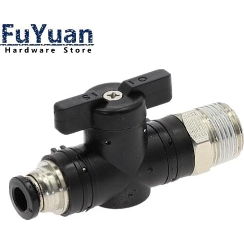 BC Pneumatic Manual Switch Ball Valve 4-12mm Tube Push In Quick Joint Connector Hand Valve To Turn 1/8" 3/8" 1/2" PT Male thread