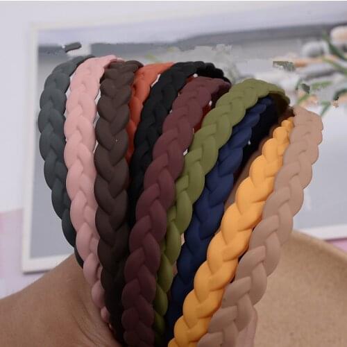 2021 New Fashion frosted solid color braid headband Hairband hair accessories Headwear