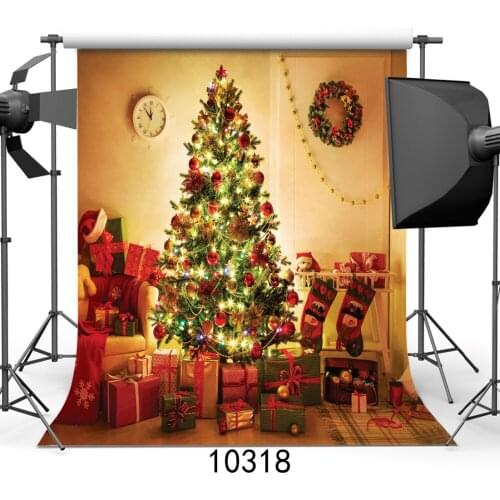 Christmas Tree Gifts Vinyl Backgrounds for Photography Computer Printed Photo Backdrops Photocall for Weddings Children Baby