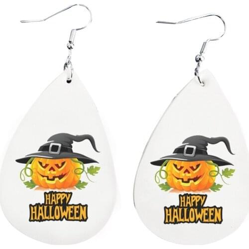 Happy Halloween Spider Earrings Faux Leather Earrings Christmas Truck Monogram Earrings