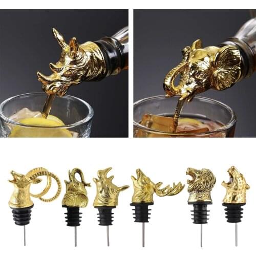 Alloy+Silicone Wine Aerator Pourer Spout Wine Decanters Elephant Wine Stoppers Decanter Pourer Liquor Decanter Bottles