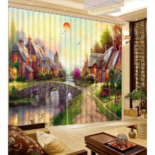 Dream painting 3D Curtain Printing Blockout Polyester Photo Drapes Fabric For Room Bedroom