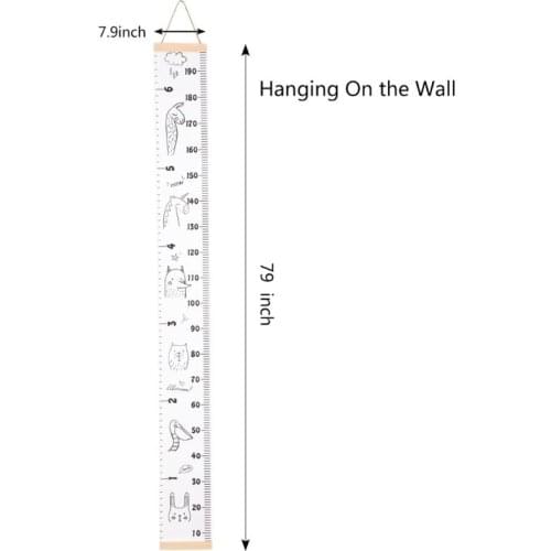 W3JE Baby Growth Chart Canvas Wall Hanging Measuring Rulers for Kids Boys Girls Room Decoration Nursery Removable Height and