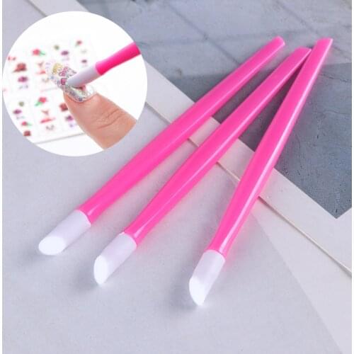3pcs Nail Cuticle Pusher Rubber Plastic Pressure Pen For Stickers Glitters Pedicure Manicure Nail Art Tool Accessories NTNC370