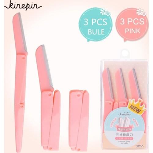 3Pcs/Pack Eyebrow Razor Portable folding Facial Hair Remover Eyebrow Trimmer Sharp Mini Makeup Knife Shaper Shaver For Women