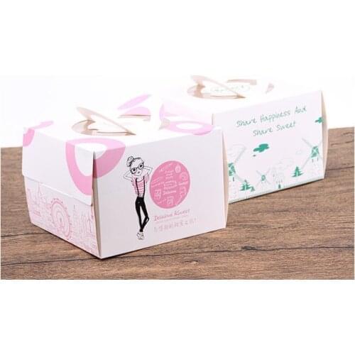 5 inch portable Cake box,Birthday Mousse Cake Packing Carton,16*16*11.5cm Snack biscuits cupcake packing box 100pcs/lot