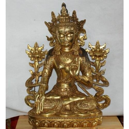 Free shipping S2169 26" Chinese Bronze gilding seat 7 eyes White spirit of Compassion Goddess Statue