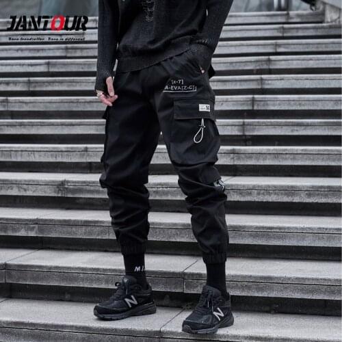 Brand Men Cargo Pants Fashions Streetwear 2020 Autumn Winter Letter Print Militar Pants Black Goth Baggy 100%Polyester Trousers