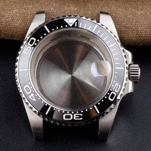 Watch case for NH35/36 Movement 316 Stainless Steel Sapphire Crystal Magnifier 40mm Black Master Ceramic Bezel Watch Accessories