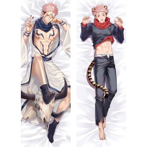 Anime Jujutsu Kaisen Dakimakura Itadori Yuji & Ryomen Sukuna Male Otaku Hugging Body Pillow Case Throw Cushion Pillow Cover