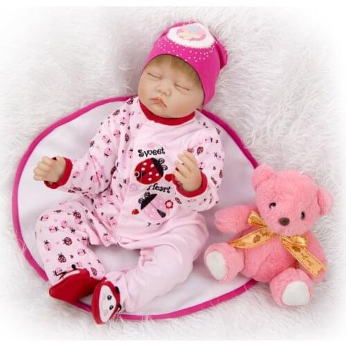 Baby toys reborn 22inch 55cm soft silicone reborn baby doll sleeping newborn babies alive with Beetle clothes xmas gift